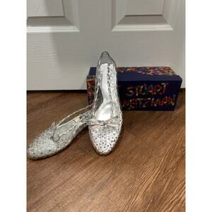 Stuart Weitzman Jellystone jelly ballet flats with clear rhinestones Women's 9